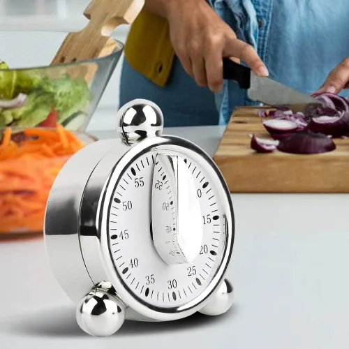 Vista 3 de AYNEFY Temporizador mecánico, cronómetro magnético de 60 minutos con sonido de alarma para cocinar, hornear, gimnasio, entrenamiento, estudiar