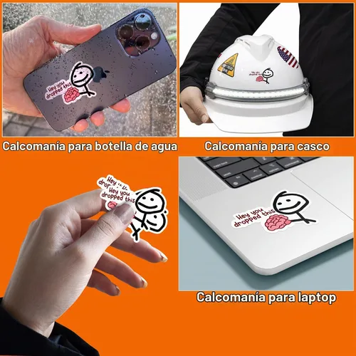 Vista 2 de 3 unidades de calcomanías divertidas "Hey You Dropped This Brain" – Vinilo impermeable con humor de memes, calcomanías lindas y sarcásticas