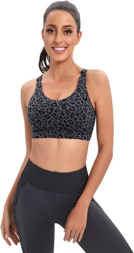 Vista 5 de RUNNING GIRL - Brasier deportivo de alto impacto para mujer, brasier de espalda cruzada, brasier de entrenamiento, brasier de yoga de línea larga