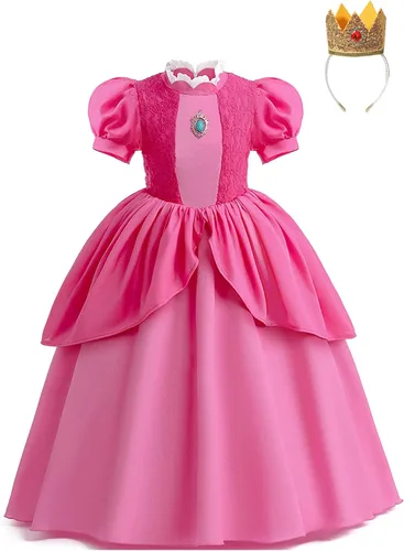 Vista 7 de Disfraz de princesa melocotón para niñas, disfraces de Halloween, disfraz de cosplay con accesorios, 2T-10T