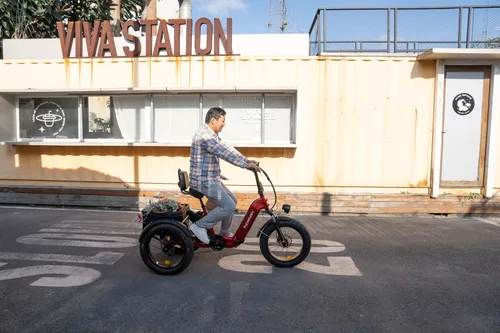 Vista 8 de PUCKIPUPPY Triciclo eléctrico de doble batería con rango alto de 110 millas, triciclo de clase de recogida de motor pico de 960 W, capacidad