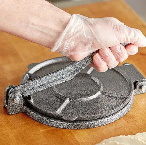 Vista 3 de Soro Essentials - Prensa de tortilla de hierro fundido de 7.5 pulgadas, color gris- Máquina de tortillas manual resistente con mango cómodo Prensa
