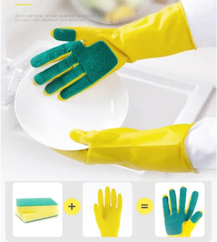 Vista 6 de iplusmile 1 par de guantes de látex guantes de limpieza para el hogar, guantes de lavandería, herramientas de limpieza para el hogar, almohadilla