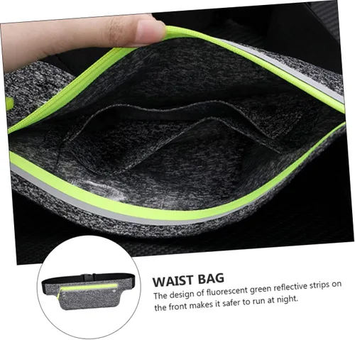 Vista 9 de YARNOW Running Waist Bag for Phones Up to Reflective Multifunctional Outdoor Pouch with Zipper Sweat-resistant Nylon Fitness Belt for Men and Women