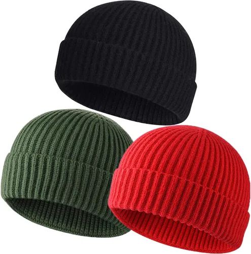 Vista 10 de vidsel Gorro Corto de Pescador para Hombres y Mujeres, Gorro de Lana Tejida con Puño Estilo Moderno de Arrastrero, Gorros Cálidos de Invierno