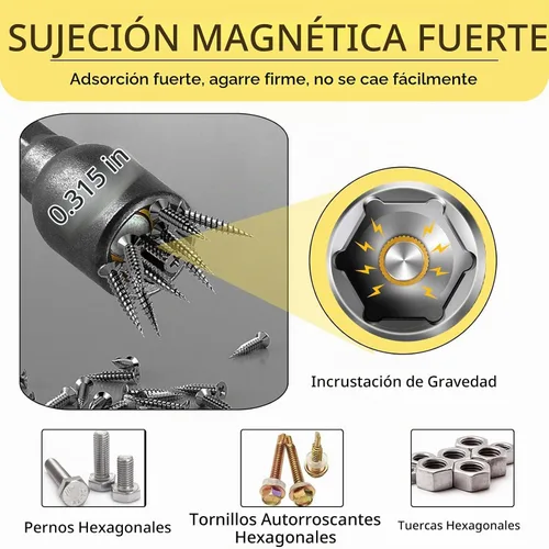 Vista 7 de Juego de brocas de impacto hexagonal de 0.315 pulgadas para herramientas eléctricas, 10