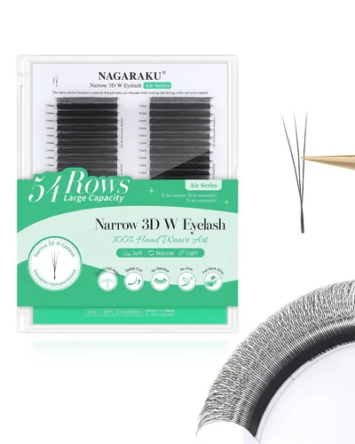 Vista 259 de NAGARAKU Extensiones de pestañas prefabricadas en abanico 3D W 0.05 C 0.315 0.05-C 3D W