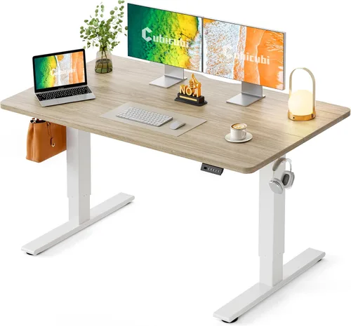Vista 16 de CubiCubi Escritorio eléctrico de pie de 48 x 30 pulgadas, escritorio de pie ajustable en altura con ajustes preestablecidos de memoria, escritorio