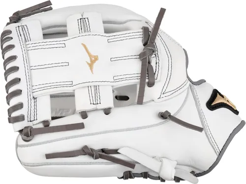 Vista 4 de Mizuno GMVP1150PF4W MVP Prime - Guante de sóftbol de lanzamiento rápido de 11.5 pulgadas, banda en T, lanzamiento a mano izquierda, blanco/gris