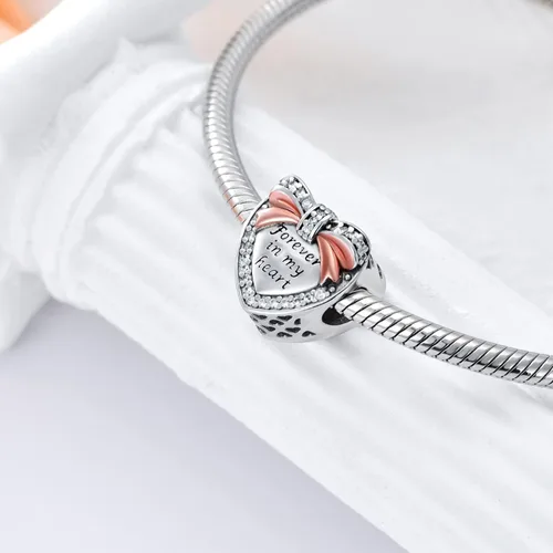 Vista 5 de LONAGO Abalorio de plata de ley 925 con diseño de mariposa y pavo real para mujer