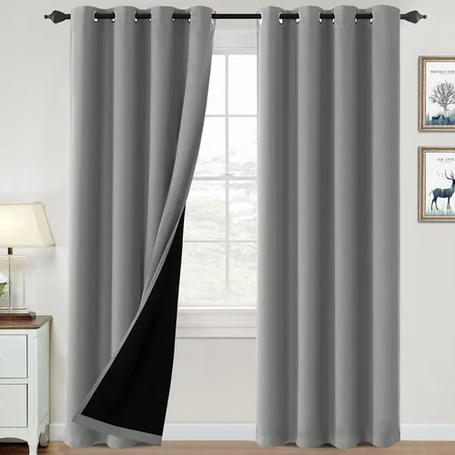 Vista 122 de H.VERSAILTEX Cortinas 100% de opacidad para dormitorio, con aislamiento térmico, cortinas opacas de 63 pulgadas de largo, cortinas de bloqueo