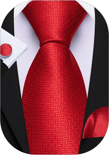 Vista 108 de Barry.Wang Juego de corbatas para hombre, corbata de seda a rayas, tejido a cuadros, gemelos formales, negocios, boda