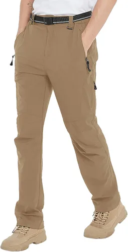 Vista 7 de TBMPOY Pantalones de senderismo y montaña, ligeros, impermeables, con cinturón, secado rápido, para hombres