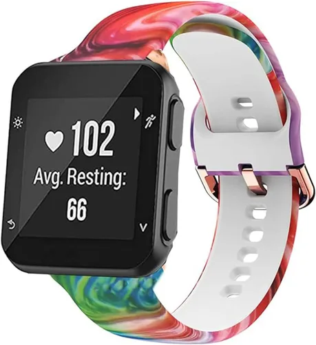 Vista 14 de Correa de reloj compatible con Garmin Forerunner 35, correa de repuesto de silicona con patrón de moda para hombre y mujer