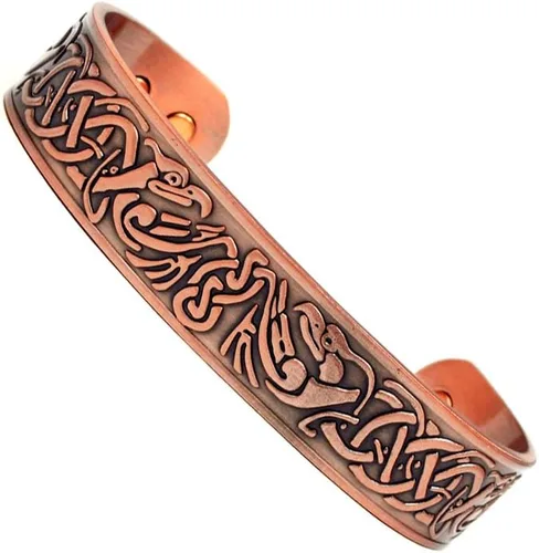 Vista 2 de Accents Kingdom Phoenix Pulsera celta de bronce, rígida, magnética, terapéutica.