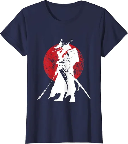 Vista 65 de Vintage Japanese Samurai Retro Bushido Warrior Japan Sword T-Shirt Asphalt Grey