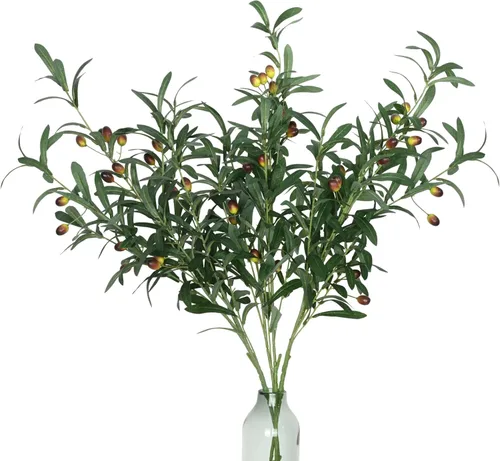 Vista 15 de Waipfaru Ramas de olivo artificiales para jarrones, ramas de olivo con aceitunas realistas, tallos de vegetación artificial para centros de mesa