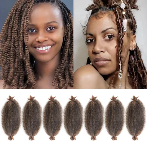 Vista 28 de Cabello afro trenzado elástico de 16 pulgadas, paquete de 3 marley twist para rastas falsas, trenzas rizadas de mariposa, cabello trenzado marley