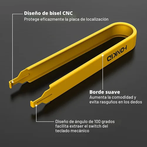 Vista 3 de HONKID Extractor de interruptores, removedor de llaves de acero inoxidable para interruptores de teclado mecánicos de repuesto para juegos Amarillo