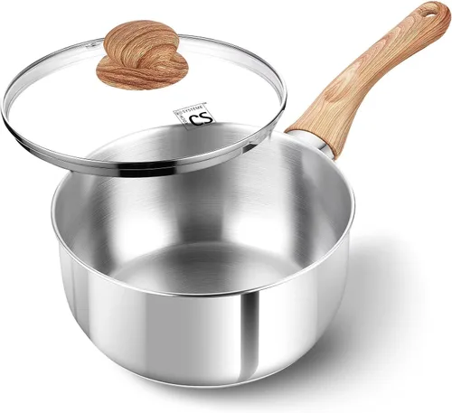 Vista 12 de KOCH SYSTEME CS Cacerola de Acero Inoxidable, Cacerola de 1 Cuarto de Galón con Tapa y Mango de Baquelita Resistente al Calor, Cacerola de Acero