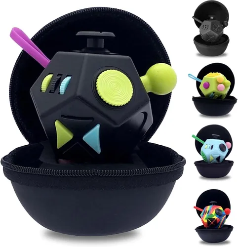 Vista 23 de PILPOC theFube Cubo Fidget con 12 lados - Juguetes prácticos para la ansiedad para niños y adultos - Dados fidget para aliviar el estrés