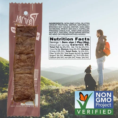 Vista 2 de Primal Strips Teriyaki Seitán vegano sin carne de cecina, 1 oz