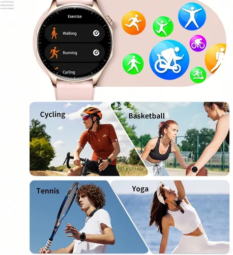 Vista 9 de Reloj inteligente con auriculares, relojes inteligentes TWS 2 en 1, reloj inteligente con pantalla AMOLED colorida de 1.43 pulgadas para Android
