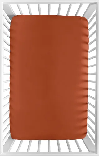 Vista 12 de Sweet Jojo Designs Orange Girl - Sábana bajera ajustable para cuna para bebé, recién nacido, habitación de bebé, colchón estándar óxido quemado