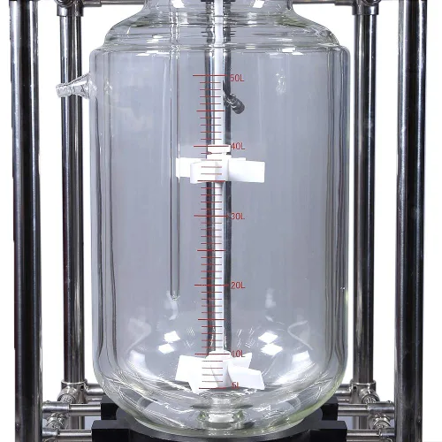 Vista 8 de HNZXIB Premium Lab - Reactor de vidrio con doble camisa 100L, 0-600 rpm (máximo 1300 rpm), agitación variable, par de 105.82 oz/cm, soporte