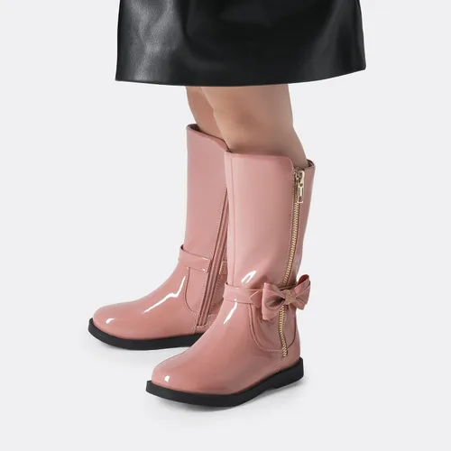 Vista 6 de DREAM PAIRS Botas de media pantorrilla con cremallera lateral para niñas pequeñas, Metálico