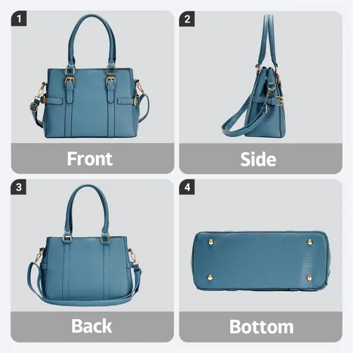 Vista 6 de Bolsos de mano de cuero de moda para mujer, bolso de hombro, asa superior, bolso de otoño