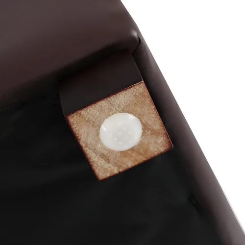 Vista 8 de Otomana tapizada de almacenamiento con tapa con bisagras, otomana de piel sintética de 23.6 pulgadas para sala de estar y dormitorio, color marrón