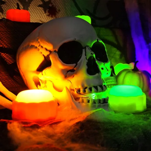 Vista 7 de Homemory Luces LED brillantes de calabaza de Halloween, cambio de color con control remoto y temporizadores, luces Jack O'Lantern funcionan