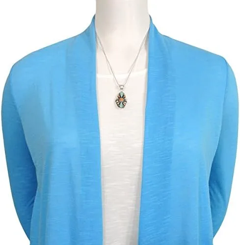 Vista 2 de Turquoise Necklace 925 Sterling Silver Pendant & 18" Chain