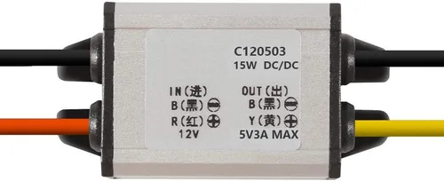 Vista 3 de Convertidor de 12 V a 5 V CC Voltaje de alimentación para automóvil, impermeable DC 6.3-22V 12V reductor a 5V 3A 15W Regulador de voltaje