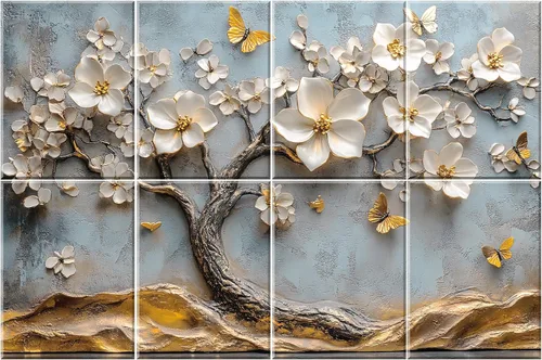 Vista 29 de Paneles acústicos decorativos, paquete de 8 paneles de arte de pared grandes absorbentes de sonido de 48 x 32 pulgadas, paneles de espuma