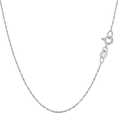 Vista 7 de Jewelry Affairs Collar de cadena de cuerda de oro blanco de 10 quilates, 0.020 in