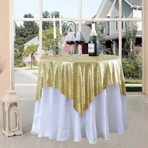 Vista 9 de Manteles redondos de lentejuelas negros para fiestas, de 121,9 cm, mantel redondo de purpurina ajustado, pequeño, lindo y dulce, para boda