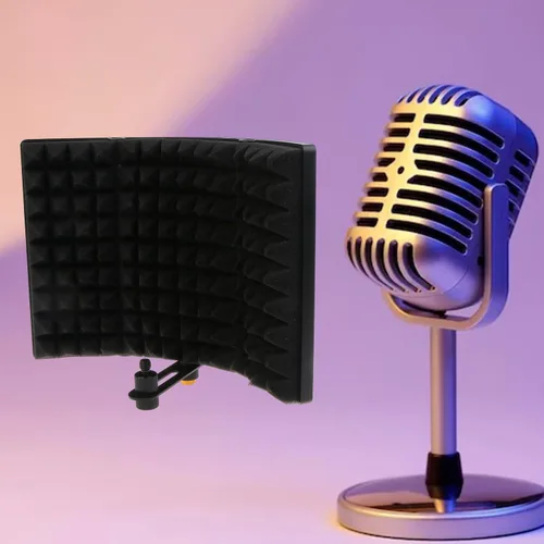 Vista 5 de Escudo de aislamiento de micrófono Equipo de reducción de ruido de difusión Estudio Paneles de insonorización acústica Cuñas Micrófono insonorizado