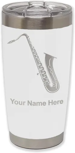 Vista 35 de LaserGram Vaso aislado al vacío de 20 onzas, saxofón, grabado personalizado incluido (negro)