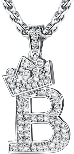 Vista 51 de U7 Crown Initial Number Necklace for Men Women A-Z Letter Pendant Chain a. Oro
