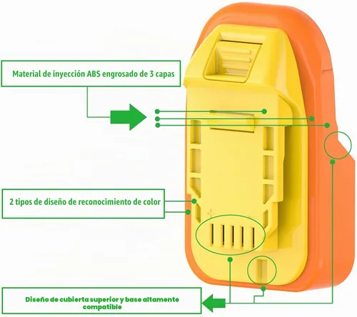 Vista 2 de 1 adaptador para herramientas inalámbricas DeWalt 20v MAX XR funciona con baterías Ridgid de 18 V (no avanzadas), solo adaptador