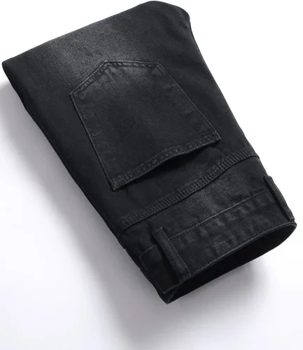Vista 3 de OAKITA Jeans para hombre, diseño de letras gráficas, rasgados, ajustados, pierna recta, jeans para hombres