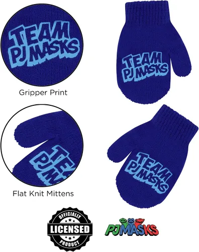 Vista 5 de PJ Masks Boys Winter Accessory Hat and Mittens Set Toddler Beanie for Kids Ages 2-4