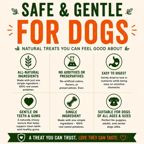 Vista 7 de Gaines Family Farmstead Golosinas para perros, bolsa de 8 onzas, masticables de batata de un solo ingrediente para perros, alternativa de cuero