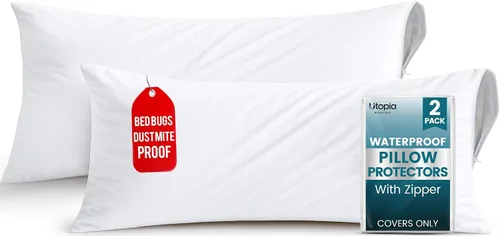 Vista 19 de Utopia Bedding - Funda de almohada impermeable con cremallera, 20 x 26 pulgadas, 2 unidades, estándar, color blanco