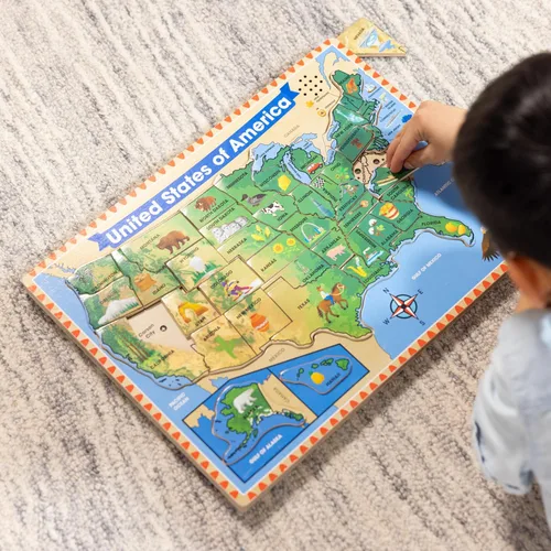 Vista 2 de Melissa & Doug – EE. UU. Mapa – Puzzle de rompecabezas de madera de sonido con efectos de sonido (40 Pcs)