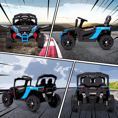Vista 9 de Qaba 12V Kids Ride On UTV Truck con suspensión trasera para 3-5 años, color Azul