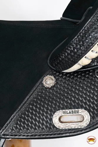 Vista 7 de HILASON Western Horse Trail Barrel Racing American Leather Saddle Treeless for Horses Negro