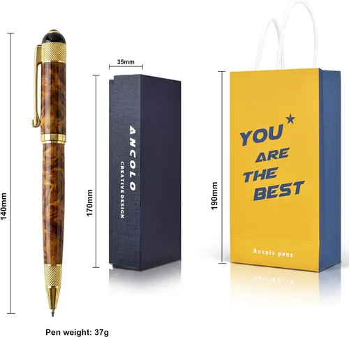 Vista 5 de Ancolo Bolígrafo personalizado – con caja de bolígrafo, bonito regalo de recuerdo, grabado con tu nombre/mensaje/número de teléfono en los Bolígrafo